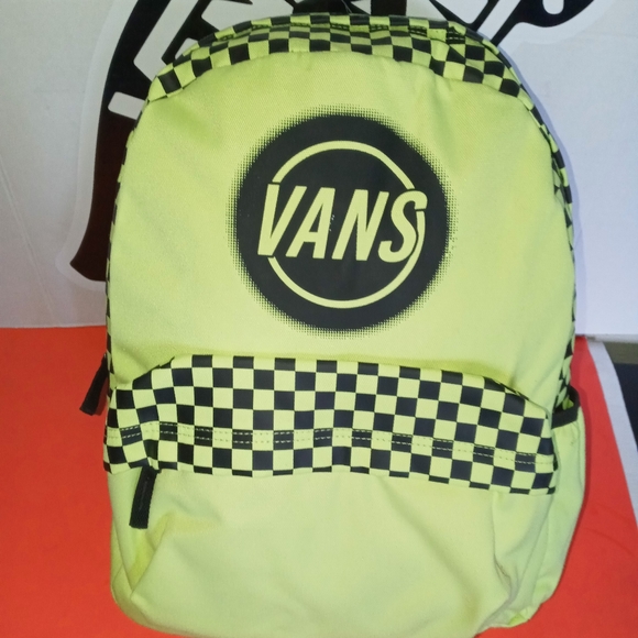 Vans Bags Vans Backpack Neon Green Checkers Poshmark